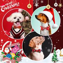 新款聖誕經典金色時尚領結項圈裝飾狗和貓,5 件隨機顏色 - 彩色 - 查看 2