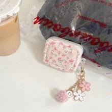 Fashionable Floral Pattern Wave Edge With Pendant Apple Earphone Case Compatible With IPhone 1/2/Pro/3/Pro (2nd Generation) Without Earphones