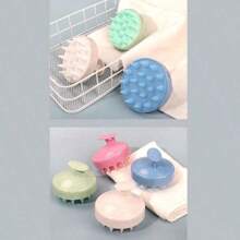 1 件裝頭皮按摩器洗髮刷頭皮清潔柔軟矽膠按摩工具 - 藍色 - 查看 4