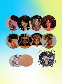 8入組鑽石畫杯墊套裝，DIY鑽石藝術工具套裝，全方位鑽石鑲嵌繪畫套裝，適用於成人和兒童，初學者藝術和手工藝品供應 - 彩色 - 查看 1