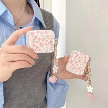 Fashionable Floral Pattern Wave Edge With Pendant Apple Earphone Case Compatible With IPhone 1/2/Pro/3/Pro (2nd Generation) Without Earphones