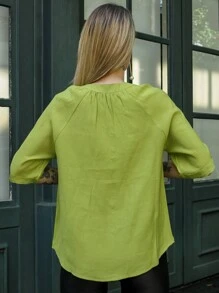 Women Blouses - 軍綠色 - 查看 6