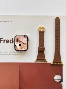 1 件精致迷你马蹄扣皮革表带，纤细腰身，棕色，兼容 Apple Watch 38mm/40mm/41mm/42mm/44mm/45mm/49mm（超大），时尚表带兼容 Apple Watch Series 8 SE 7 6 5 4 3 2 1 - 棕色 - 查看 10