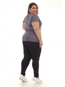 Plus Size Leggings - màu đen - Xem 3