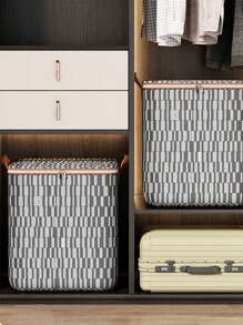 1pc Gray Large Capacity Foldable Clothing Storage Box For Home Organization, Seasonal Clothes School Organizer Bags Teacher Storage Bags - Grey - View 5