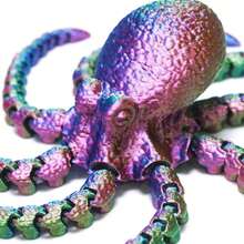 3d 印章魚玩具,軟體動物,有 8 個可彎曲的腿;家居裝飾、桌面裝飾和海洋主題禮物 - 鐳射(紅綠藍) - 查看 5