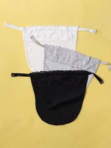 3入組女士蕾絲衣領帶扣,三鈕式調節,單件防光襯衫領,黑色/白色/灰色 - 彩色 - 查看 1