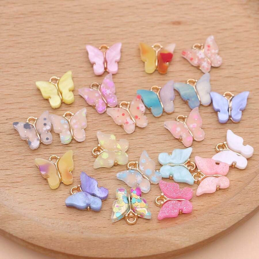 10pcs Randomly Mixed Butterfly Shaped Diy Jewelry Pendant - 10 randomly mixed butterflies - View 1