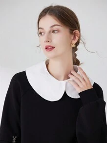 1 件女式白色不对称圆领可爱上衣，适合外出穿着 - 白色 - 查看 5