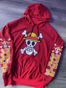 sudadera anime roja amplia tamaño xl - Rojo - Ver 1
