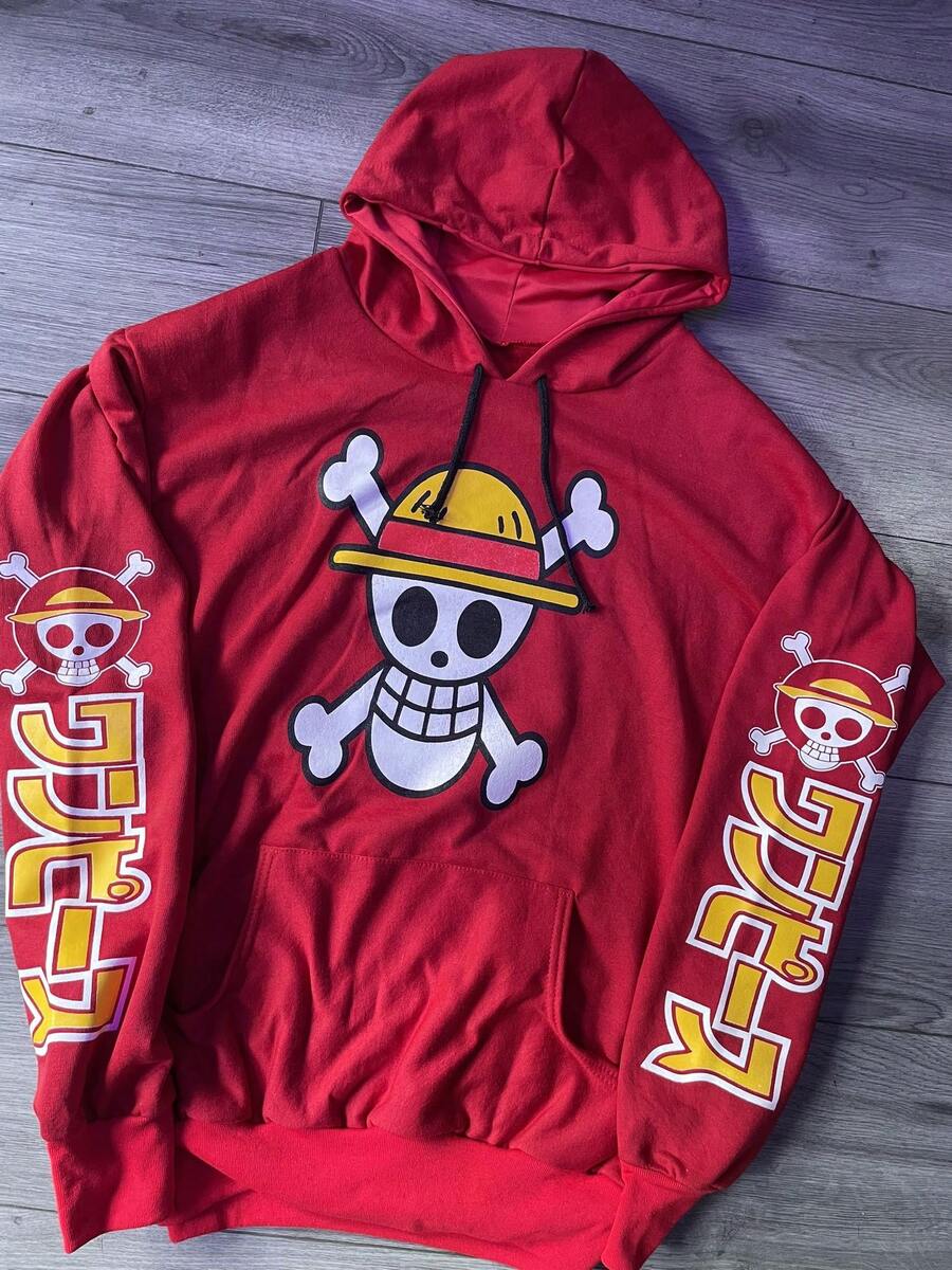 sudadera anime roja amplia tamaño xl - Rojo - Ver 1
