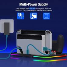 1 套黑色充電底座,帶 Rgb 變色燈和多功能存儲支架,適用於 Joy-con 控制器,兼容 Switch 和 Switch Oled 遊戲控制台 - 黑色 - 查看 5