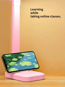 1pc Led Eye-caring Desk Lamp With 3-level Brightness, Touch Control And Usb Charging Port, Foldable Design, White - Pink - View 3