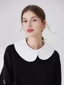 1 件女式白色不对称圆领可爱上衣，适合外出穿着 - 白色 - 查看 1