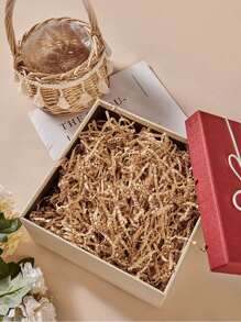 1 Paquete De Papel De Relleno Para Embalaje De Regalo, Relleno De Embalaje De Material Para Fiesta De Boda, Adecuado Para Caja De Regalo, Caja De Dulces, Decoración De Caja De Regalo De Rafia - color madera - Ver 1