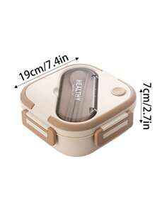 1pc Square Shaped Plastic Bento Box, Microwaveable, Snack Lunch Box For Students, New Arrival - Multicolor - View 5