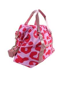 豹紋雙柄旅行袋-運動、健身和旅遊的理想之選，具有濕/乾分隔功能 - 粉色 - 查看 10
