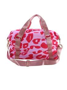 豹紋雙柄旅行袋-運動、健身和旅遊的理想之選，具有濕/乾分隔功能 - 粉色 - 查看 8