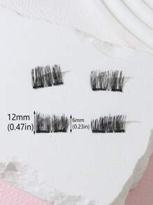 磁性睫毛自然外觀，1 對量子 3d 磁性假睫毛，濃密且無膠 - 黑色 - 查看 2