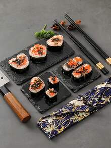 3入組壽司模具套裝適用於製作壽司帶海藻和米,包括壽司地墊,廚房用具 - 黑色 - 查看 4