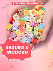 Stickers 3D Pegatinas Kawaii Figuras Aleatorias, Paquete 16pz - Multicolor - Ver 3