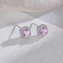 1pair Pink Stud Earrings - Baby Pink - View 2