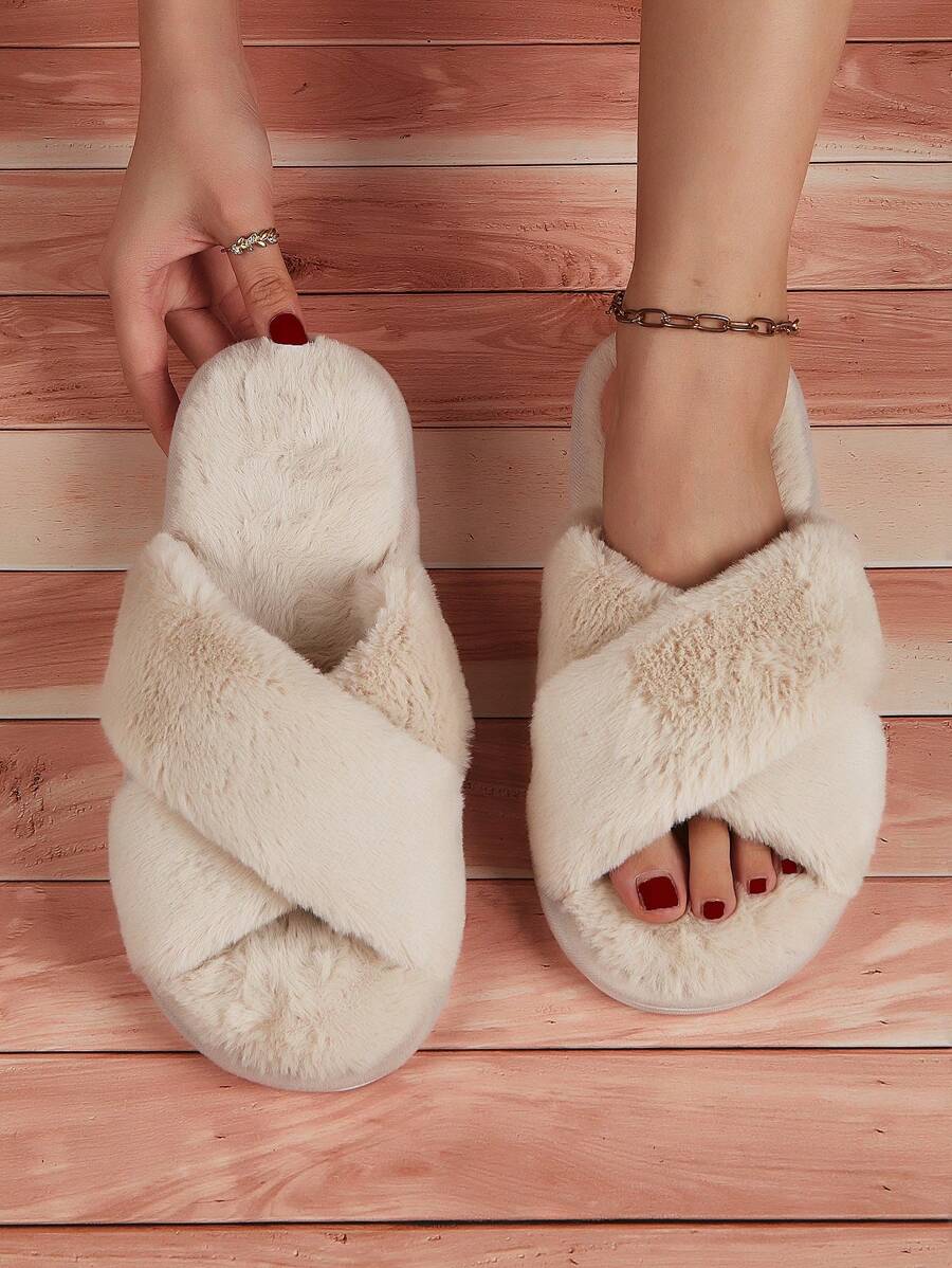 Giày đi trong nhà màu trơn cho nữ Dép xỏ ngón hình chữ thập, Dép đi trong nhà hở mũi thời trang cho cặp đôi - Màu Khaki - Xem 1