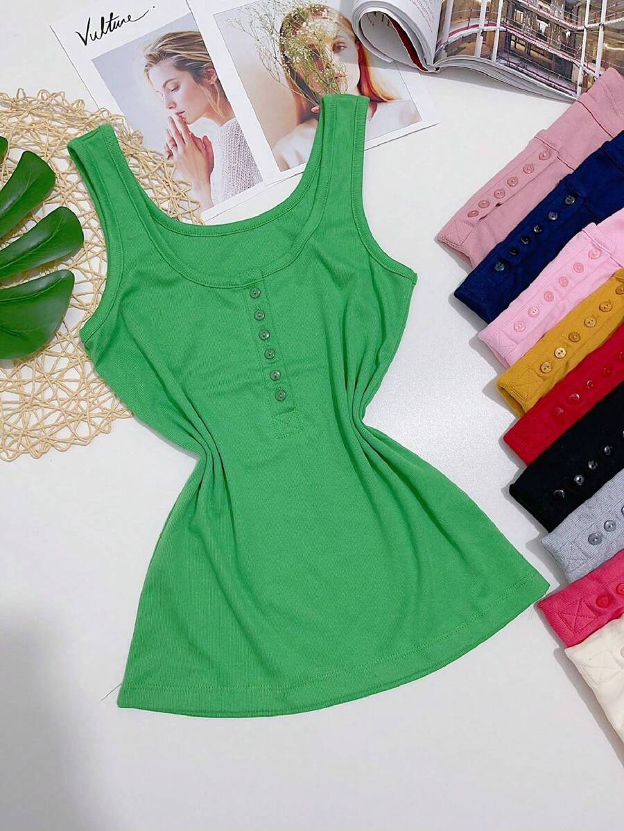 Women Tank Tops & Camis - 薄荷綠 - 查看 1