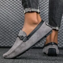 2023 New Style Men's Loafers Slip-On Comfortable Korean Version Casual Shoes Lightweight Versatile Driving Slouchy Shoes - Grey - View 1