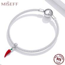 Miseff新款1入組925純銀紅辣椒珠子手鏈,diy珠寶製作少女禮物
