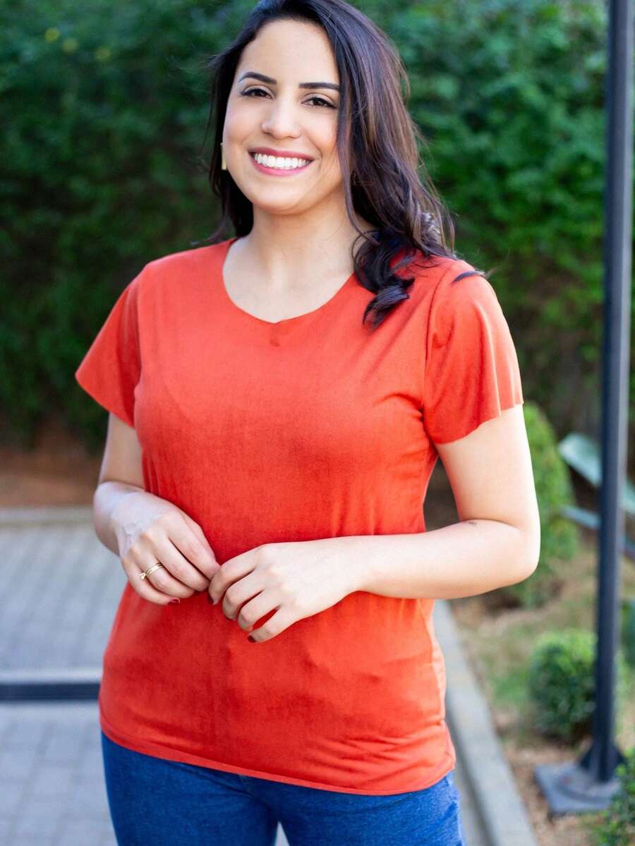 Women Blouses - 亮橙色 - 查看 1