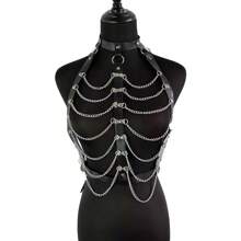 1件女式皮革鏈裝飾身體鏈