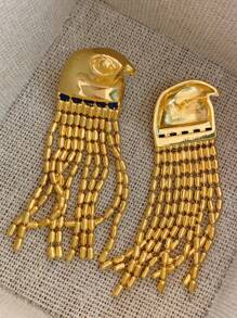 Công nghiệp nặng Thiết kế Retro Tua Dài Hoa tai , Đẹp Hàng mới đến Đối với phụ nữ - Vàng - Xem 3