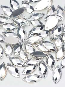 7*15mm 100 st. Sömnad Kristall AB Strassdekor Akryl Klistermärke Med Platt Tillbaka , Lämplig För Sömnad Projekt - Silver - Visa 2