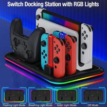 1 套黑色充電底座,帶 Rgb 變色燈和多功能存儲支架,適用於 Joy-con 控制器,兼容 Switch 和 Switch Oled 遊戲控制台 - 黑色 - 查看 2