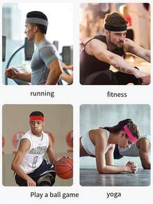 1 件裝吸汗運動頭帶,適合跑步、健身、瑜伽 - 黑色 - 查看 4