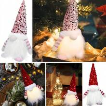 1入組聖誕裝飾帶LED仙女,聖誕節小矮人長毛絨裝飾品亮片無臉精靈燈,聖誕老人精靈玩偶燈光適用於北歐風聖誕樹假日派對家庭桌子裝飾吊墜情人節謝謝聖誕節禮物 - 彩色 - 查看 7