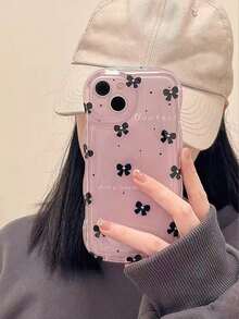 1pc Wave & Butterfly Print Phone Case Compatible With IPhone - Multicolor - View 2