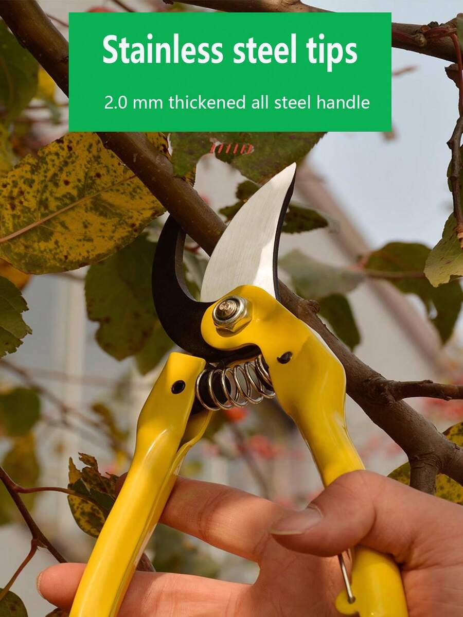 Gardening Pruning Shears For Branches, Multifunctional Heavy Duty Tree Trimming Scissors For Fruit Trees, Landscaping Gardening Hand Tool - Yellow - View 1