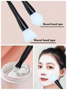 2入組/套雙頭矽膠面膜刷,柔軟矽膠臉部擦拭美妝刷具,適用於黏土、面霜、凝膠和泥漿面膜 - 黑色 - 查看 2