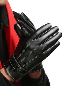Winter Touch Screen Cycling Gloves For Men, Thickened & Thermal Lined, Adjustable, Windproof & Warm For Riding, Motorcycling, Black - Black - View 7