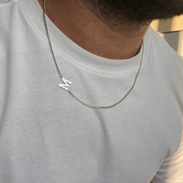 1pc Fashion Stainless Steel Initial Chain Necklace For Men