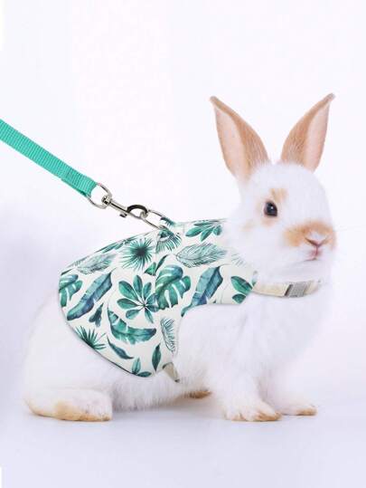 Supet 1pc Fashionable Breathable Pet Harness And Leash Set With Printed Pattern For Outdoor Activities (suitable For Rabbits)