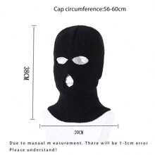 1pc Women's Ski Face Mask 3 Holes Knitted Hat Balaclava Cap Cycling Warm Knit Hat - Black - View 4