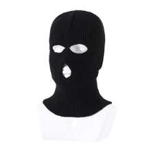 1pc Women's Ski Face Mask 3 Holes Knitted Hat Balaclava Cap Cycling Warm Knit Hat - Black - View 2