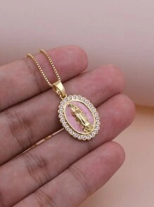 Clássico Simplicidade Micro Pavimentar Multicolorido Zircônia Cúbica Rosa Branco Azul Verde Esmalte Colar de Pingente
