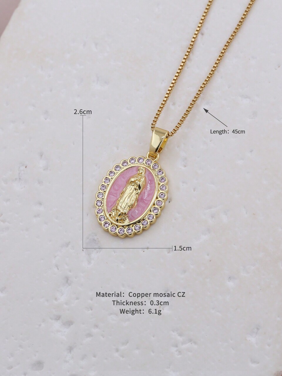 Classic Minimalist Multi-Color Cubic Zirconia Enamel Pendant Necklace In Pink, White, Blue, Green
