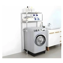 Rack Estante Organizador Para Lavadora Baño Mueble 2 Repisas - Gris - Ver 1
