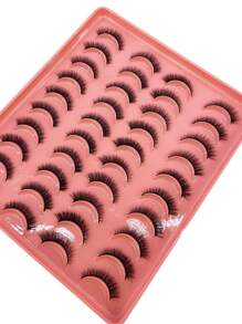 20pairs Soft & Fluffy 3d Faux Mink Fur False Eyelashes For Eye Makeup, Short Length - Black - View 3