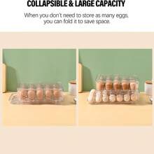 Large Capacity Egg Holder For Refrigerator - 40 Egg Fridge Organizers Holder, 2 Layers Folding Egg Storage Container for Refrigerator, Egg Holder & Egg Tray - Clear - View 2